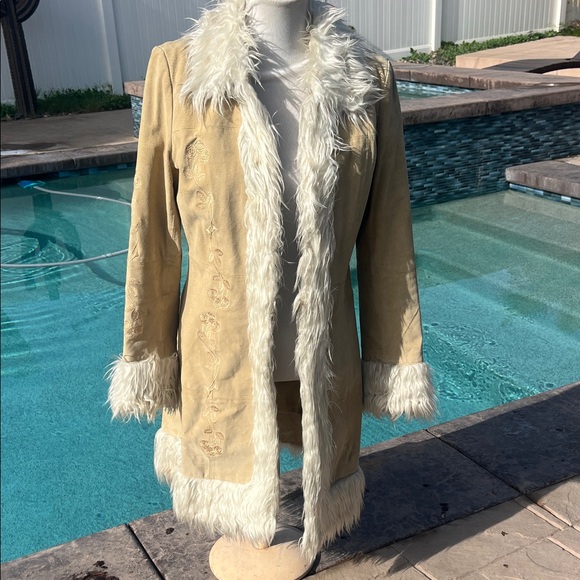 Vintage Penny Lane Leather /fur Trim Coat - Picture 3 of 17